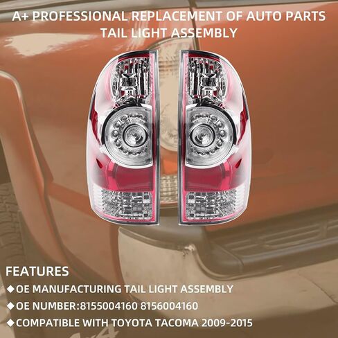 Dasbecan One Pair Left & Right side Tail Light Assembly LED Type Compatible with Second generation Toyota Tacoma 2005-2015 Replaces# 8155004160 8156004160 in Saudi Arabia