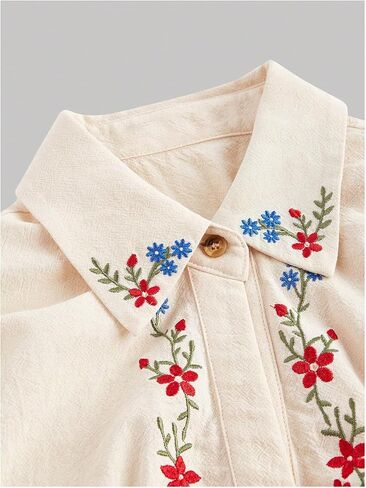 شينهي الزهور للنساء المطرزة بلوزة كاب غلاف الأكمام بوت بوهو أعلى محصول بلوزة ذوي الياقات البيضاء in Saudi Arabia