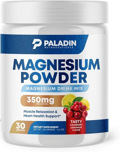 Magnesium Powder - Anti-Stress Drink Mix for Calm & Regularity - Magnesium Citrate Supplement - Relaxation, Muscle & Heart Support - Cranberry Lemonade Flavor - 30 Servings in Saudi Arabia