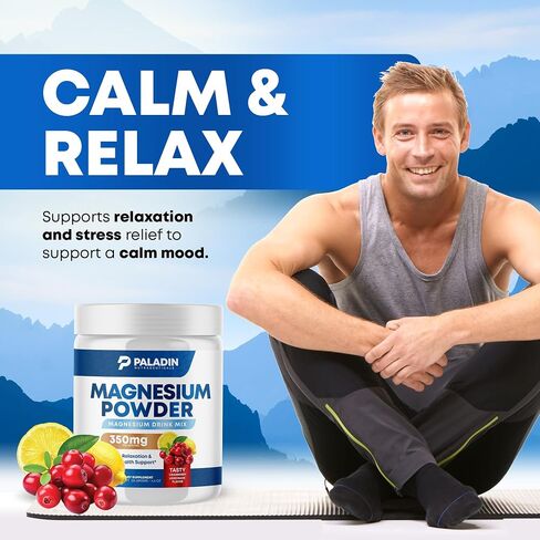 Magnesium Powder - Anti-Stress Drink Mix for Calm & Regularity - Magnesium Citrate Supplement - Relaxation, Muscle & Heart Support - Cranberry Lemonade Flavor - 30 Servings in Saudi Arabia