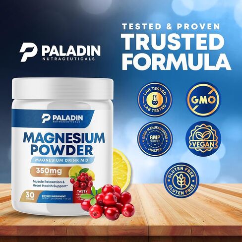 Magnesium Powder - Anti-Stress Drink Mix for Calm & Regularity - Magnesium Citrate Supplement - Relaxation, Muscle & Heart Support - Cranberry Lemonade Flavor - 30 Servings in Saudi Arabia