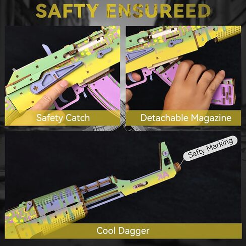 3D Wooden Puzzles Rubber Band Toy Gun DIY Building Model Kits Assembly Puzzle for Teens and Adults (AKM Hunting M) in Saudi Arabia