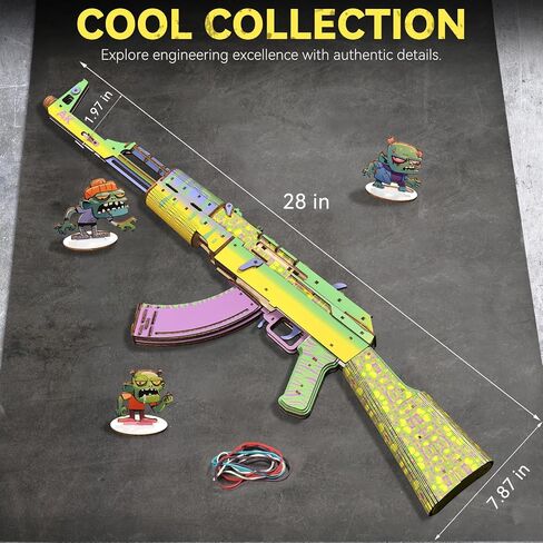 3D Wooden Puzzles Rubber Band Toy Gun DIY Building Model Kits Assembly Puzzle for Teens and Adults (AKM Hunting M) in Saudi Arabia