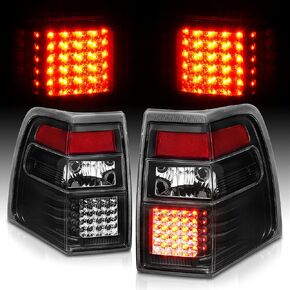 AmeriLite for 2007-2017 Ford Expedition [Full LED] C-Type Tube Sequential Siganl Smoke Black Replacement Tail Lights Set - Passenger and Driver Side in Saudi Arabia