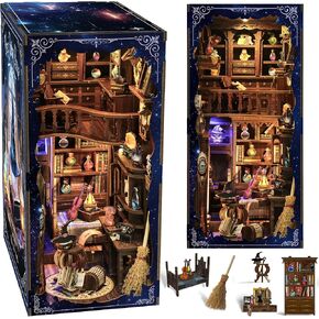 Book Nook Kit with Dust Cover & Stickers, Dust Cover, Bookshelf Insert Decor for Birthday, 3D Wooden Bookends Puzzle, Miniature Dollhouse Kit for Adults, Teens, Beginners（Philosophical Library） in Saudi Arabia