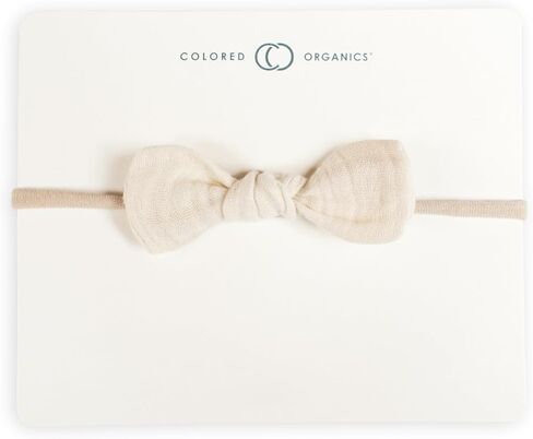 Colored Organics Baby Organic Cotton Dainty Bow Headband - Infant Girls - Ivory in Kuwait