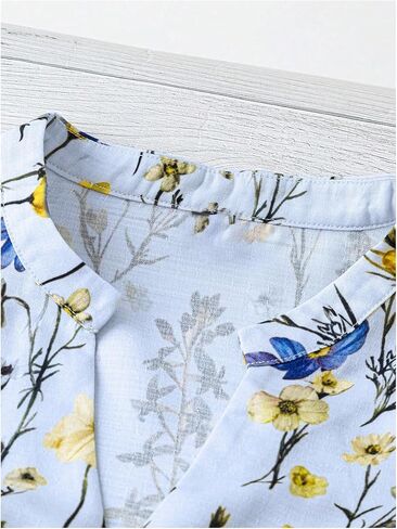 SOLY HUX Women's Plus Size Tops Floral Print Notched V Neck 3/4 Sleeve Ruffle Hem Peplum Summer Blouse in Saudi Arabia