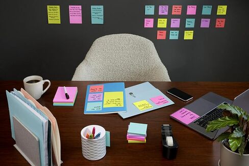 Post-it Super Sticky Lined Notes, 4 Sticky Note Pads, 4 x 6 in., School Supplies, Office Products, Sticky Notes for Vertical Surfaces, Monitors, Walls and Windows, Energy Boost Collection in Saudi Arabia
