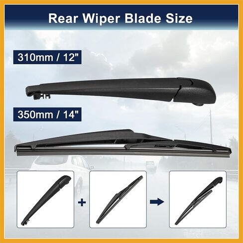 Rear Windshield Wiper Blade Arm Set Back Wiper Assembly for Jeep Cherokee KL 2014 2015 2016 2017 2018 2019 2020 2021 2022 2023 Replacement in Saudi Arabia