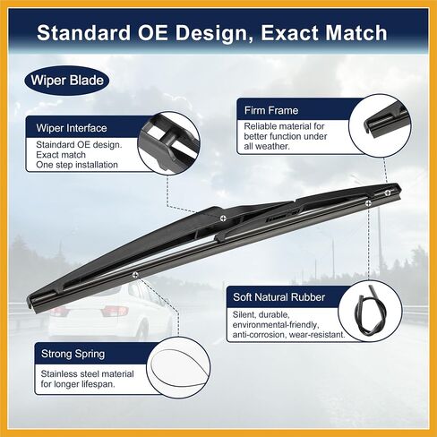 Rear Windshield Wiper Blade Arm Set Back Wiper Assembly for Jeep Cherokee KL 2014 2015 2016 2017 2018 2019 2020 2021 2022 2023 Replacement in Saudi Arabia
