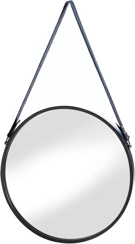 Zingz & Thinkz Décor Round Wall Mirror ، حزام جلدي فو ، 15.75x1x27.75 in Kuwait
