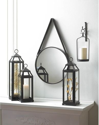 Zingz & Thinkz Décor Round Wall Mirror ، حزام جلدي فو ، 15.75x1x27.75 in Kuwait