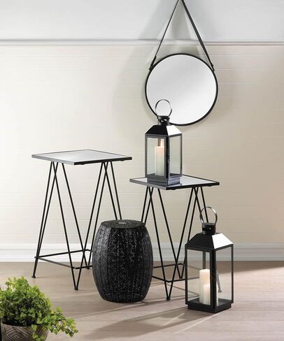 Zingz & Thinkz Décor Round Wall Mirror ، حزام جلدي فو ، 15.75x1x27.75 in Kuwait