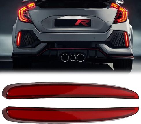 LENS RED LED LED مصابيح عاكس لـ Honda Civic Hatchback ، Type-R ، SI 2017 2018 2019 2020 2021 Lear Pumper Light مع إشارة دوران متسلسلة ، وظيفة الفرامل (Arrow Red) in Kuwait