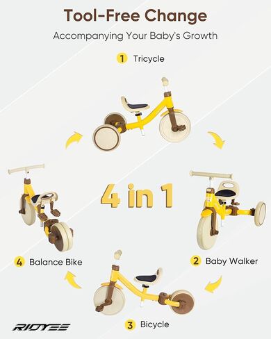 5-in-1 Kids Tricycle for Toddlers 1.5-3, Tool-Free Convertible Kids Push Trike to Balance Bike, Safety Belt, Removable Backrest and Footrest, Ride-On Toy for Boys & Girls, Pink in Kuwait