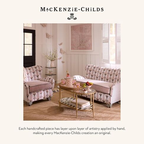إطار المينا Mackenzie-Childs ، إطار صورة عائلي مستطيل لطيف ، فحص وردي وردي وأبيض ، 5 "× 7" in Saudi Arabia