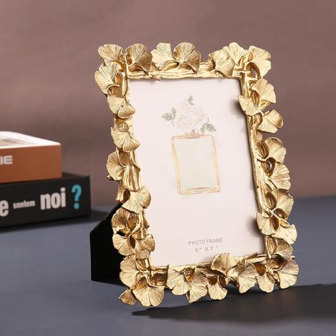 إطارات صور الصورة 5 × 7 ، إطار صورة لورق الذهب ، إطار صورة عتيقة للمنصية أو معلقة ، إطارات صور أنيقة للمكتب أو الجدار ، الطاولة ، الفضاء ، الرف (الذهب ، 5x7) in Kuwait