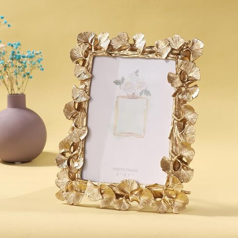 إطارات صور الصورة 5 × 7 ، إطار صورة لورق الذهب ، إطار صورة عتيقة للمنصية أو معلقة ، إطارات صور أنيقة للمكتب أو الجدار ، الطاولة ، الفضاء ، الرف (الذهب ، 5x7) in Kuwait