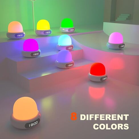 Alarm Clock with Light, 16 White Noise Sleep Sounds, Adjustable 8 Colors Warm Bedside Night Lights with Digital Clock in Saudi Arabia