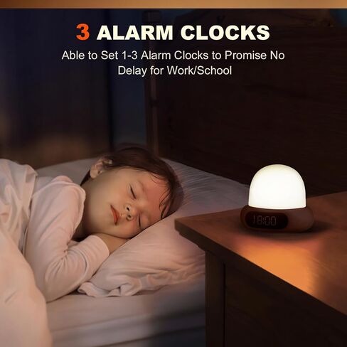 Alarm Clock with Light, 16 White Noise Sleep Sounds, Adjustable 8 Colors Warm Bedside Night Lights with Digital Clock in Saudi Arabia