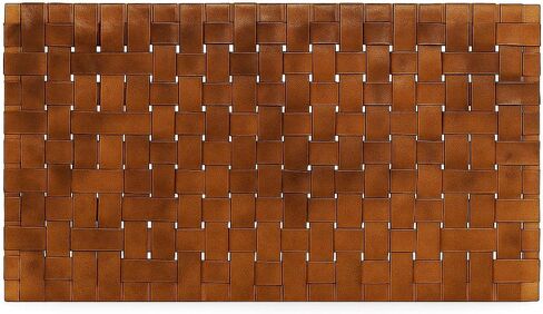 Moroccan Leather Weave Full Headboard, Handwoven Genuine Leather, Adjustable Height, Natural Brown, Freestanding Braided Design (Full) in Saudi Arabia