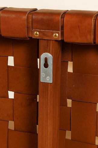 Moroccan Leather Weave Full Headboard, Handwoven Genuine Leather, Adjustable Height, Natural Brown, Freestanding Braided Design (Full) in Saudi Arabia