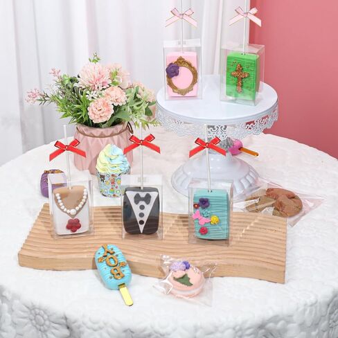 TEMLQPACK 40Pack 3.5"x 2.4"x 1.38"Clear Rice Krispie Treat Boxes with Sticks Individually Wrapped Packaing Kit Cakesickle Boxes Cake Pop Party Favors Boxes for Christmas Valentine's Birthday in Kuwait