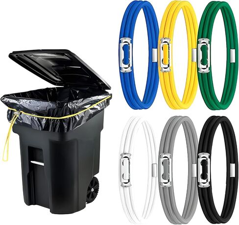 13-30 Gallon Trash Can Rubber Bands (Set of 6) – Elastic Garbage Bin Straps with Stainless Steel Connectors, Secure Liners for Kitchen, Bathroom, Outdoor & Multi-Purpose Use – Durable in Saudi Arabia