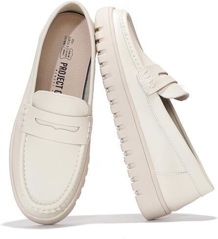 Project Cloud 100% Genuine Leather Slip-On Loafers for Women (Filide1) | Genuine Leather Womens Loafers Memory Foam Insoles Slip On Shoes for Women Lightweight Womens Shoes Non Slip Womens Loafers in Saudi Arabia