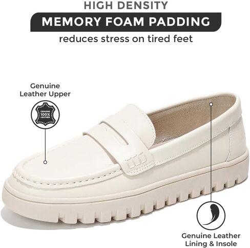 Project Cloud 100% Genuine Leather Slip-On Loafers for Women (Filide1) | Genuine Leather Womens Loafers Memory Foam Insoles Slip On Shoes for Women Lightweight Womens Shoes Non Slip Womens Loafers in Saudi Arabia