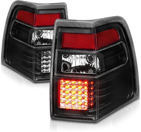 AmeriLite for 2007-2017 Ford Expedition [Full LED] C-Type Tube Sequential Siganl Smoke Black Replacement Tail Lights Set - Passenger and Driver Side in Saudi Arabia