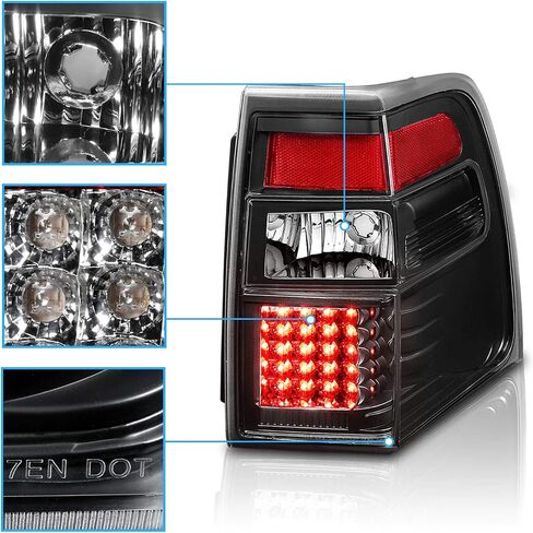 AmeriLite for 2007-2017 Ford Expedition [Full LED] C-Type Tube Sequential Siganl Smoke Black Replacement Tail Lights Set - Passenger and Driver Side in Saudi Arabia