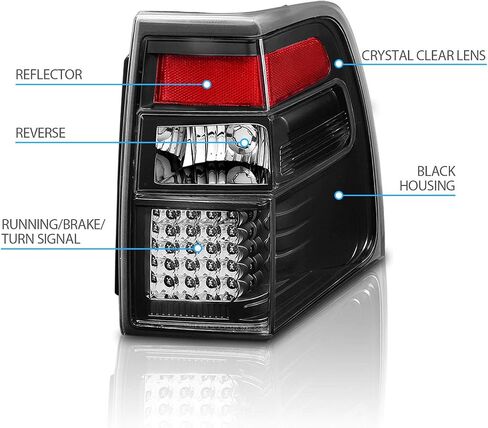 AmeriLite for 2007-2017 Ford Expedition [Full LED] C-Type Tube Sequential Siganl Smoke Black Replacement Tail Lights Set - Passenger and Driver Side in Saudi Arabia