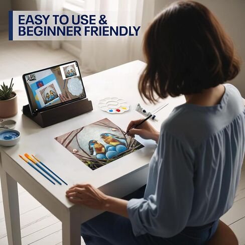Painting44 Real DIY طقم فئة للبالغين مع برامج تعليمية للفيديو: تعلم أن ترسم ماما و Baby Bear - كيفية الطلاء مع الأكريليك - هدية يوم الأم المثالية - 9 قطعة مجموعة الطلاء الاكريليك in Kuwait