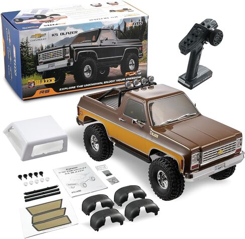 EAZYRC FMS FCX10 1/10 RC Crawler RS Chevy K5 Blazer Orange, with License Hobby Grade RC Truck, 8KM+ 2 Speed Transmission Remote Control Car for Adults with 2.4Ghz Radio and LED Light (Orange) in Saudi Arabia