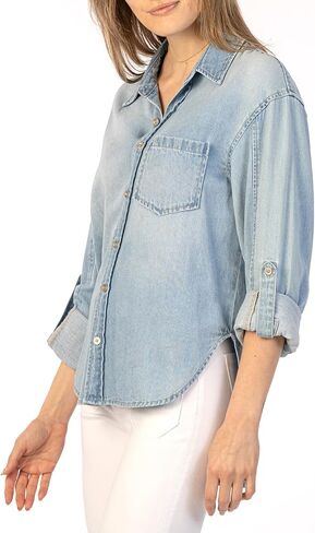 KUT from the Kloth Women's Leighton-Long Sleeve Button Down with Patch Pocket in Saudi Arabia