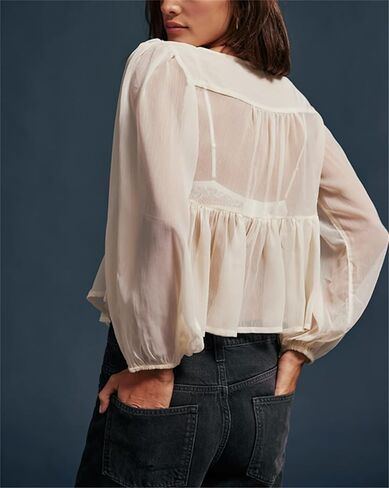 نساء ربطة عنق القميص الأمامي كارديجان الأكمام الطويلة شباك شباك نفخة بلوزة peplum y2k الخروج من أغطية الشارع in Kuwait