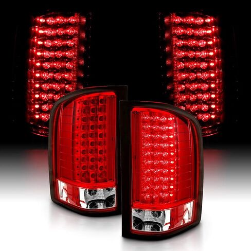 AmeriLite for 2007-2013 Chevy Silverado 1500/2500/3500 & GMC Sierra 3500HD Clear Red LED Replacement Taillights Assembly - Passenger and Driver Side in Saudi Arabia