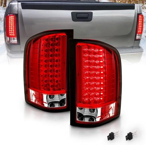 AmeriLite for 2007-2013 Chevy Silverado 1500/2500/3500 & GMC Sierra 3500HD Clear Red LED Replacement Taillights Assembly - Passenger and Driver Side in Saudi Arabia