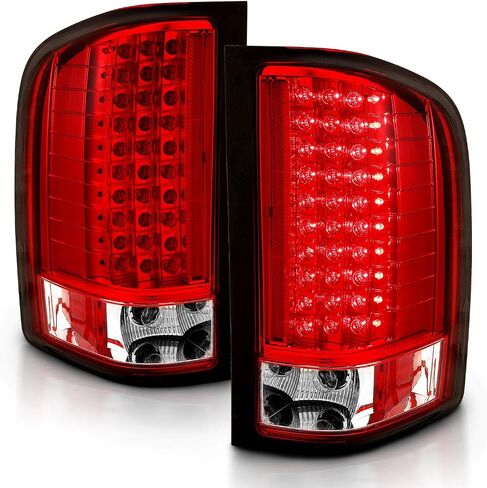 AmeriLite for 2007-2013 Chevy Silverado 1500/2500/3500 & GMC Sierra 3500HD Clear Red LED Replacement Taillights Assembly - Passenger and Driver Side in Saudi Arabia