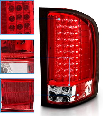 AmeriLite for 2007-2013 Chevy Silverado 1500/2500/3500 & GMC Sierra 3500HD Clear Red LED Replacement Taillights Assembly - Passenger and Driver Side in Saudi Arabia