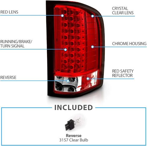 AmeriLite for 2007-2013 Chevy Silverado 1500/2500/3500 & GMC Sierra 3500HD Clear Red LED Replacement Taillights Assembly - Passenger and Driver Side in Saudi Arabia