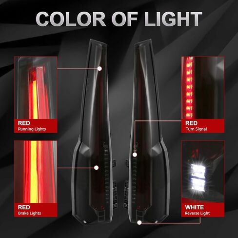 MostPlus Tail Lights Assembly مصباح خلفي متوافق مع Chevrolet Chevy Tahoe Suburban 2015 2016 2017 2018 2019 2020 | مجموعة من 2 (ملون سموك) in Saudi Arabia