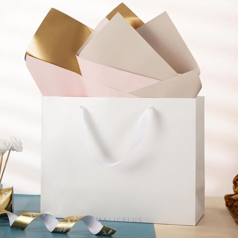 12 Large Gift Bags 13x5x10 Inches, Matte Black Large Gift Bags with Handles for Thanksgiving Day and All Occasions (Lattice Texture Finish) in Saudi Arabia