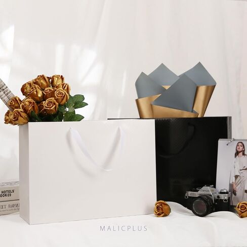 12 Large Gift Bags 13x5x10 Inches, Matte Black Large Gift Bags with Handles for Thanksgiving Day and All Occasions (Lattice Texture Finish) in Saudi Arabia