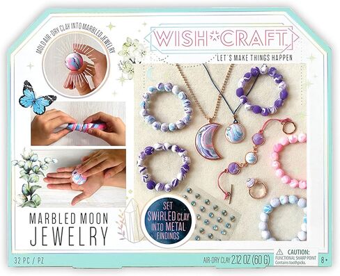 Bright Stripes Wish*Craft DIY Marble Moon Clay Jewelry Kit Create Your Own Marbled Jewelry with Air-Dry Clay and Rose Gold Colored Findings in Kuwait