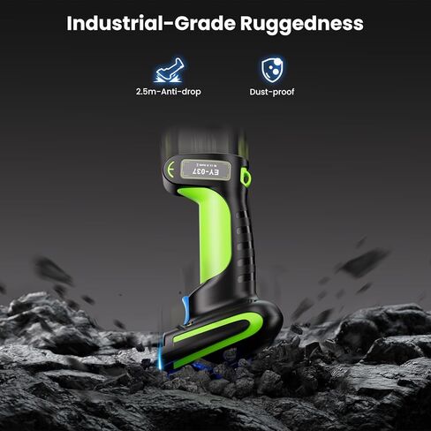 Eyoyo Upgraded 2D Industrial Bluetooth Barcode Scanner with Wireless Charging Stand, IP65 Waterproof & Shock Dust Proof, Hands-Free Wireless QR Bar Code Reader, Compatible with Laptop Desktop Android in Saudi Arabia