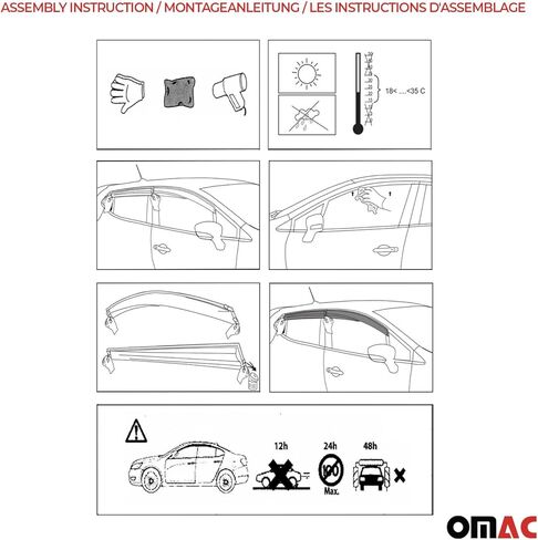 Omac Window Visor Vent Vent Rain Deflector for Dodge Sprinter 2003-2006 Smoke 2 PCS in Kuwait