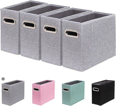 Modern Black A4 Size File Organizer, 2 Pack Collapsible Storage Box with Metal Handle, PVC Rails, 13 x 9.8 x 5.1 inches in Saudi Arabia