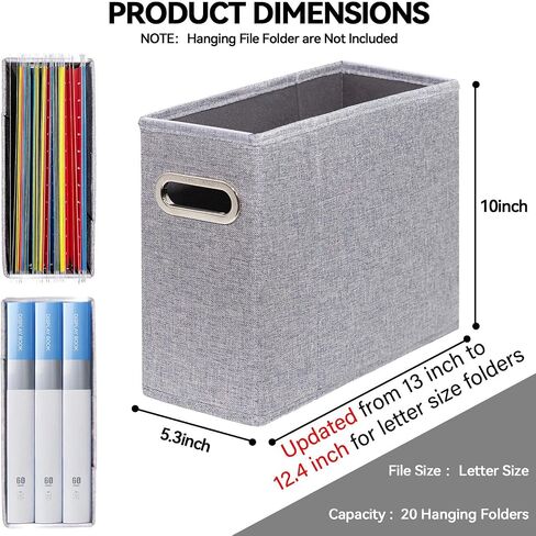 Modern Black A4 Size File Organizer, 2 Pack Collapsible Storage Box with Metal Handle, PVC Rails, 13 x 9.8 x 5.1 inches in Saudi Arabia